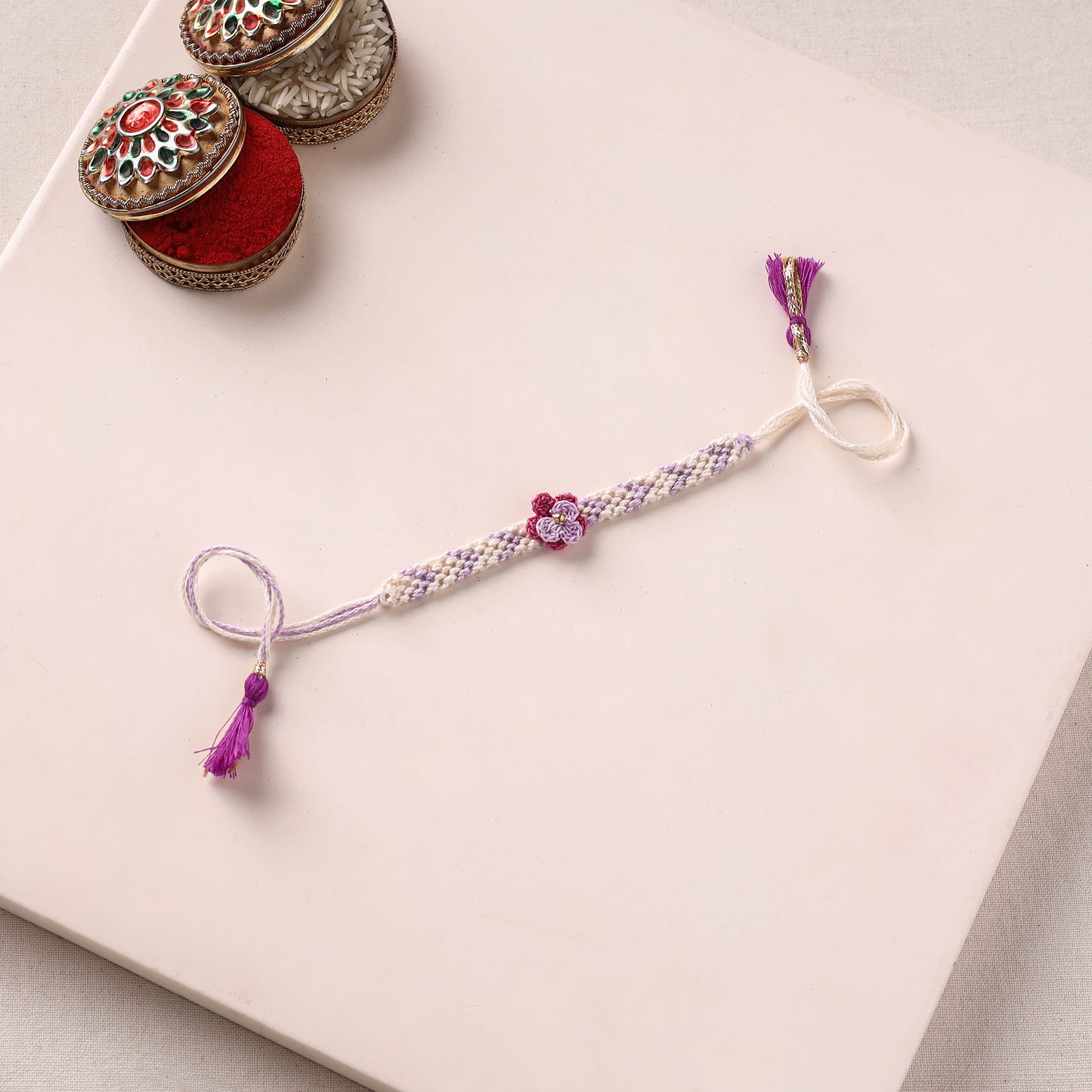 Flower Handmade Crochet Work Kids Rakhi 11