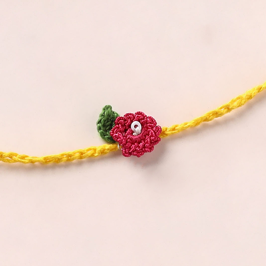 Flower Handmade Crochet Work Kids Rakhi 12