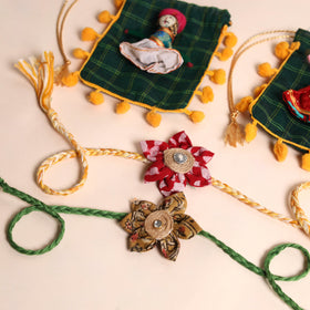  Handmade Fabric Flower Rakhi (Set of 2)