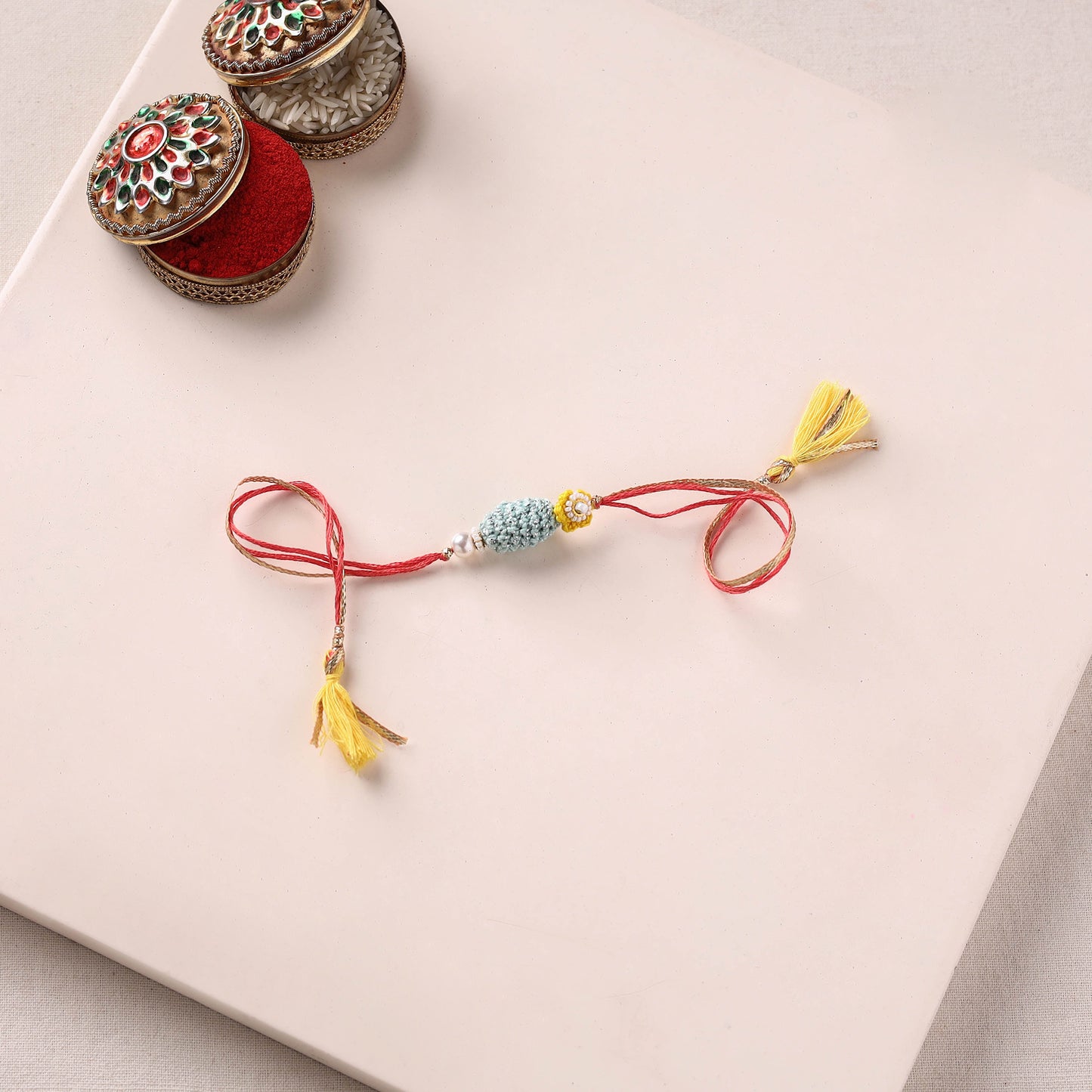 Handmade Crochet Work Beads Rakhi 14
