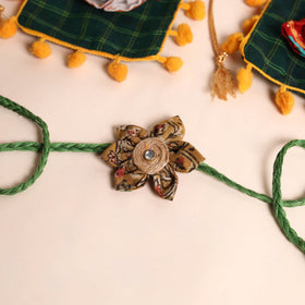  Handmade Fabric Flower Rakhi (Set of 2)