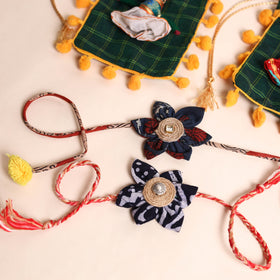  Handmade Fabric Flower Rakhi (Set of 2)