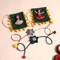  Handmade Fabric Flower Rakhi (Set of 2)