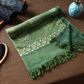 Green Akola Block Printed Pure Handloom Cotton Towel 