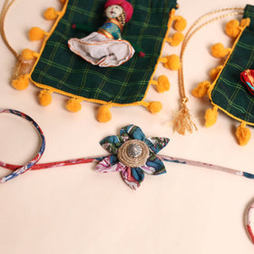  Handmade Fabric Flower Rakhi (Set of 2)