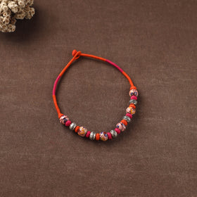 Patwa Threadwork Blue Pottery Beaded Necklace by Kailash Patwa 06
