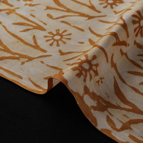 Orange - Kutch Hand Block Batik Print Modal Silk Fabric 02