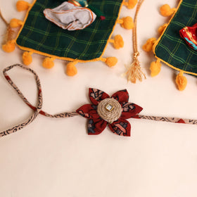  Handmade Fabric Flower Rakhi (Set of 2)