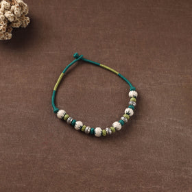 Patwa Threadwork Blue Pottery Beaded Necklace by Kailash Patwa 07