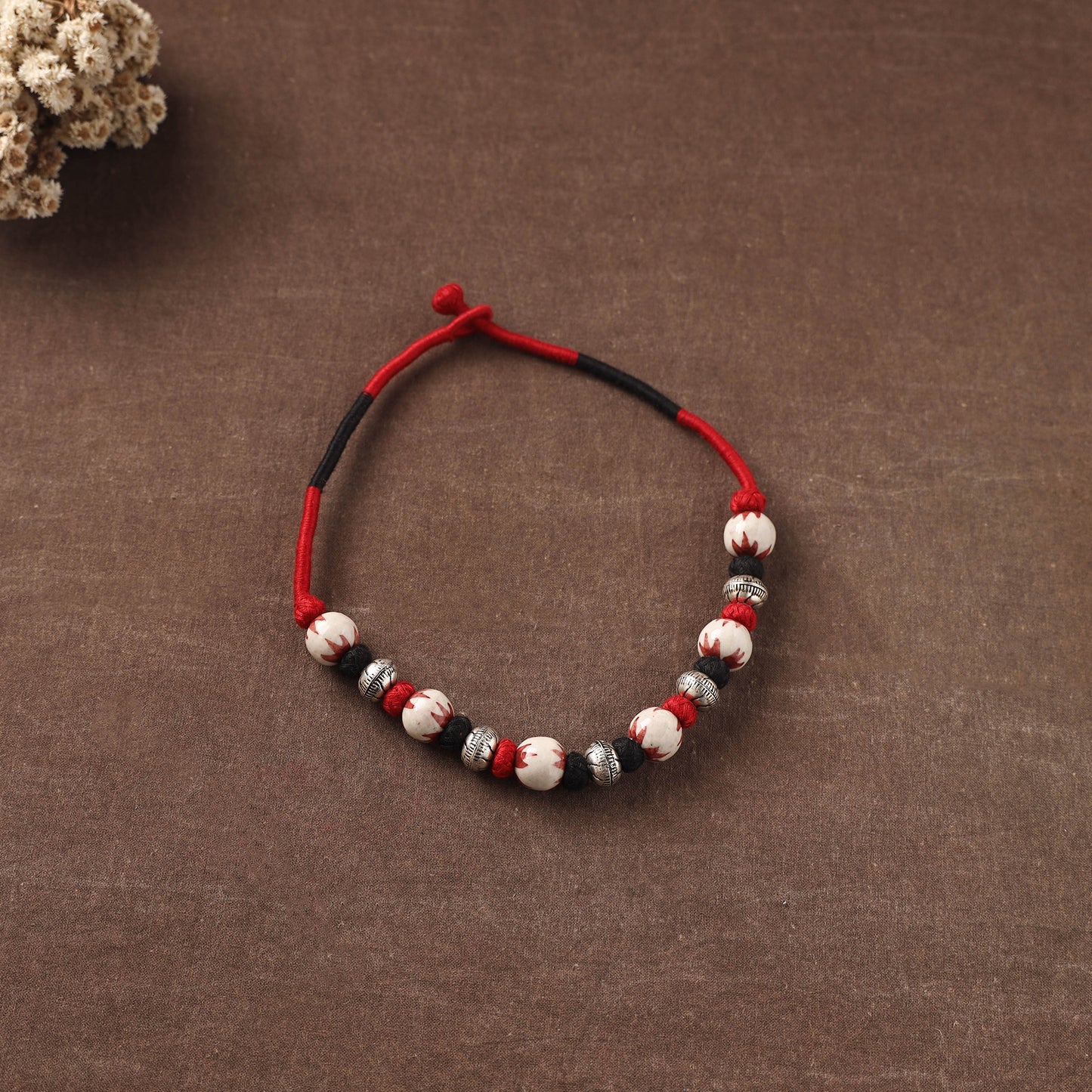Patwa Threadwork Blue Pottery Beaded Necklace by Kailash Patwa 08