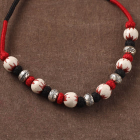 Patwa Threadwork Blue Pottery Beaded Necklace by Kailash Patwa 08