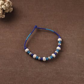 Patwa Threadwork Blue Pottery Beaded Necklace by Kailash Patwa 09