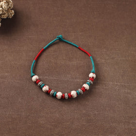Patwa Threadwork Blue Pottery Beaded Necklace by Kailash Patwa 10