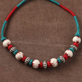 Patwa Threadwork Blue Pottery Beaded Necklace by Kailash Patwa 10