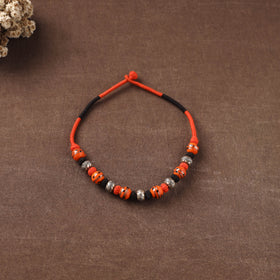 Patwa Threadwork Blue Pottery Beaded Necklace by Kailash Patwa 11