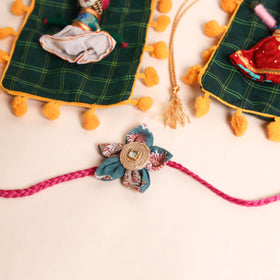  Handmade Fabric Flower Rakhi (Set of 2)
