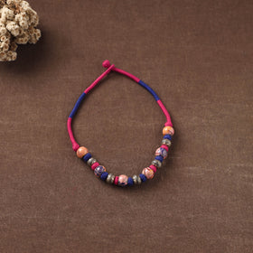 Patwa Threadwork Blue Pottery Beaded Necklace by Kailash Patwa 13