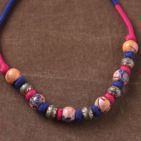 Patwa Threadwork Blue Pottery Beaded Necklace by Kailash Patwa 13