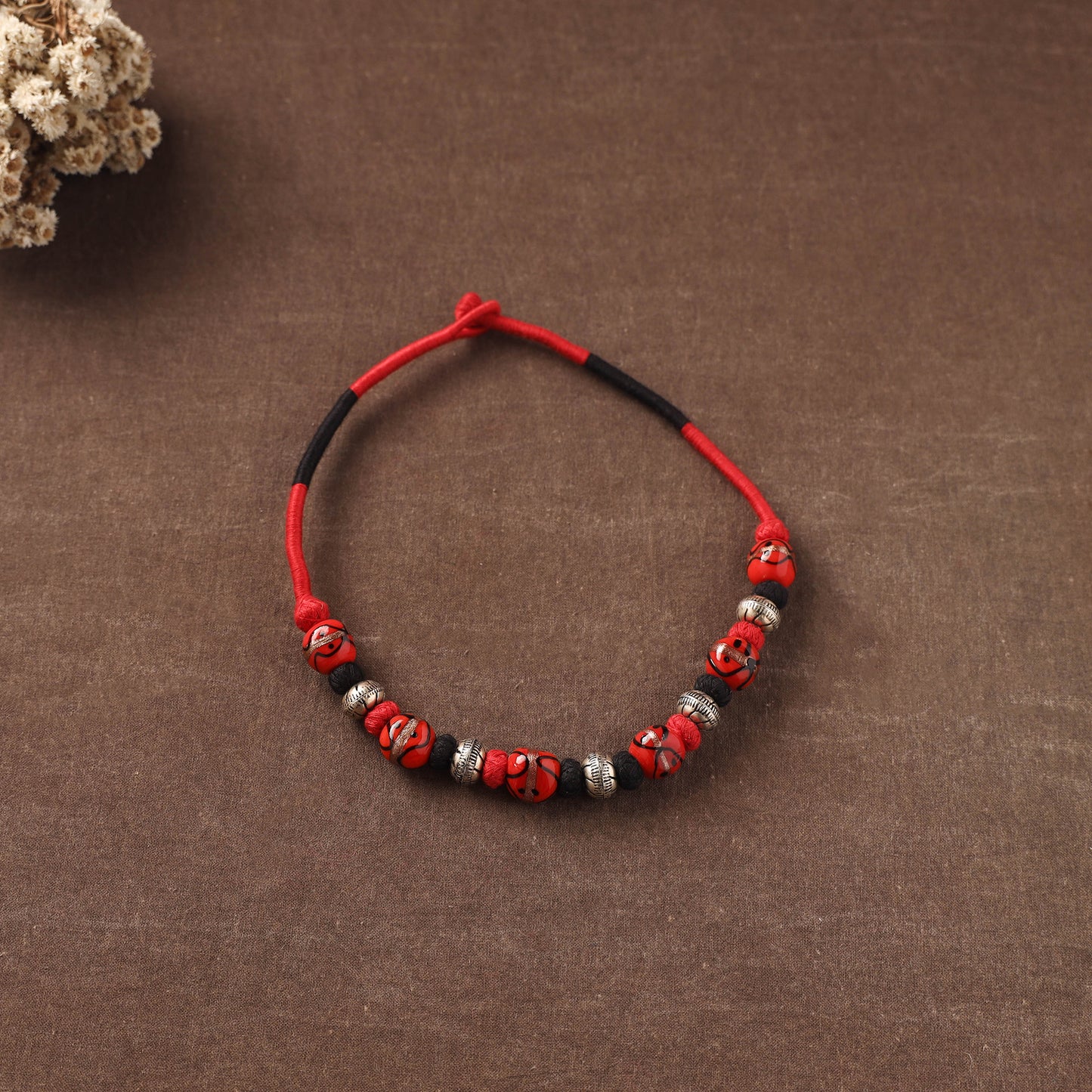 Patwa Threadwork Blue Pottery Beaded Necklace by Kailash Patwa 14