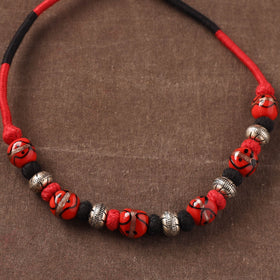 Patwa Threadwork Blue Pottery Beaded Necklace by Kailash Patwa 14