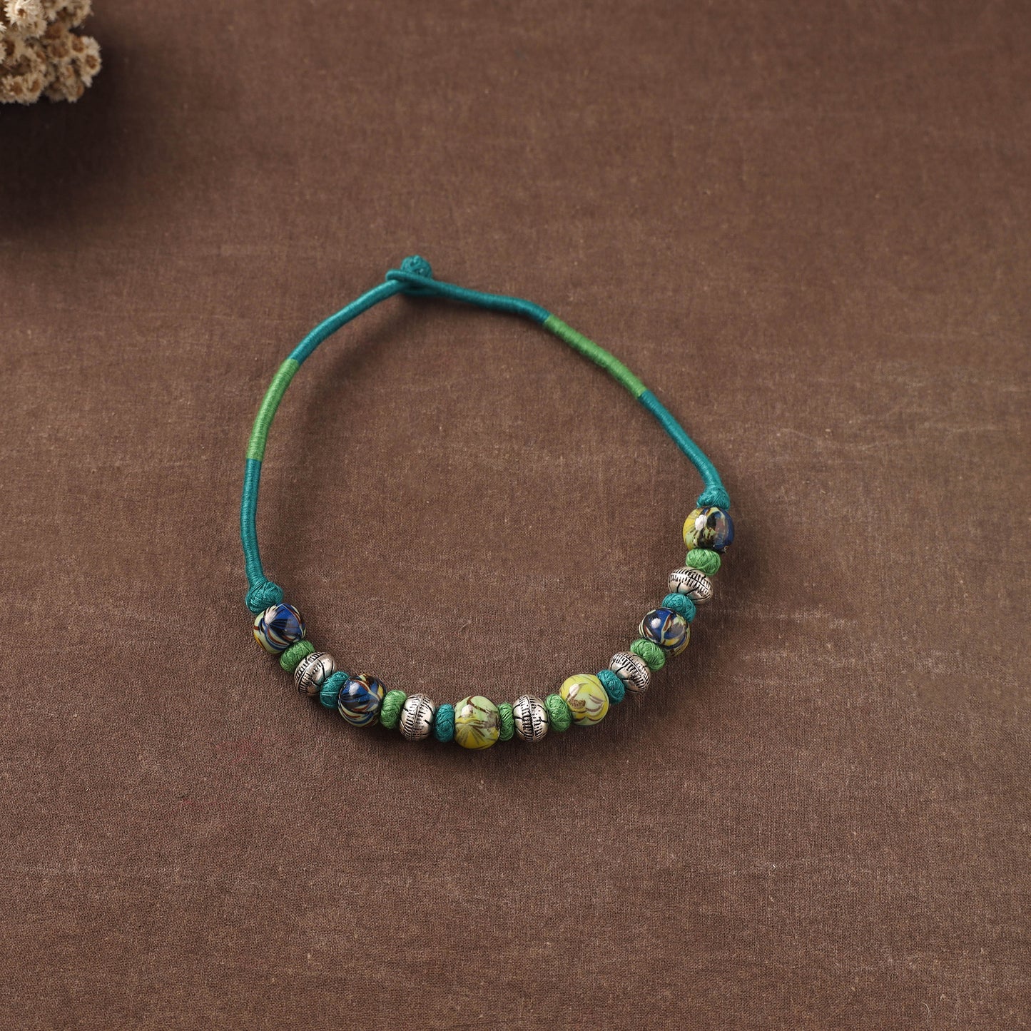 Patwa Threadwork Blue Pottery Beaded Necklace by Kailash Patwa 15
