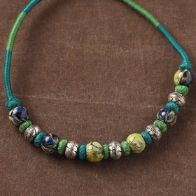Patwa Threadwork Blue Pottery Beaded Necklace by Kailash Patwa 15