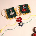  Handmade Fabric Flower Rakhi (Set of 2)