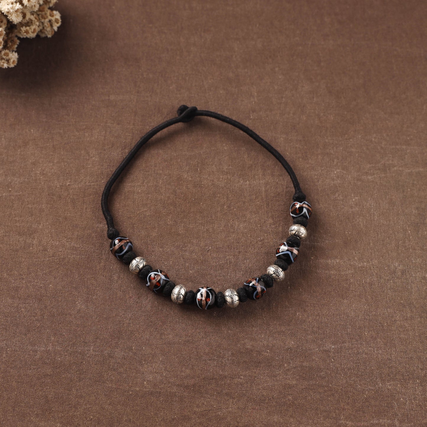 Patwa Threadwork Blue Pottery Beaded Necklace by Kailash Patwa 16