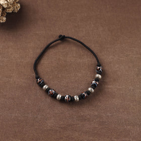 Patwa Threadwork Blue Pottery Beaded Necklace by Kailash Patwa 16