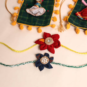  Handmade Fabric Flower Rakhi (Set of 2)