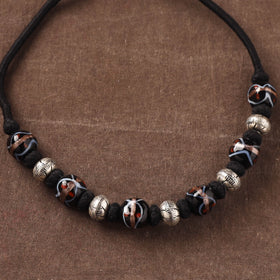 Patwa Threadwork Blue Pottery Beaded Necklace by Kailash Patwa 16