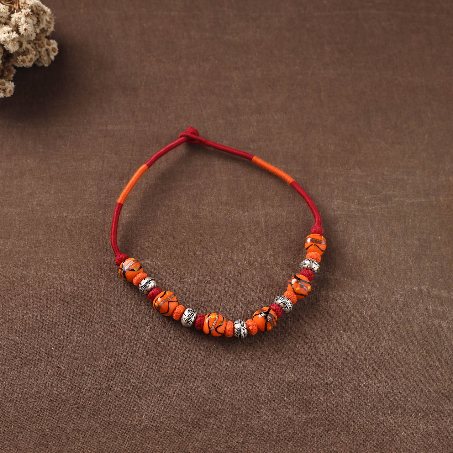 Patwa Threadwork Blue Pottery Beaded Necklace by Kailash Patwa 17