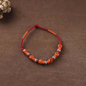 Patwa Threadwork Blue Pottery Beaded Necklace by Kailash Patwa 17