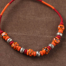 Patwa Threadwork Blue Pottery Beaded Necklace by Kailash Patwa 17