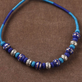 Patwa Threadwork Blue Pottery Beaded Necklace by Kailash Patwa 18