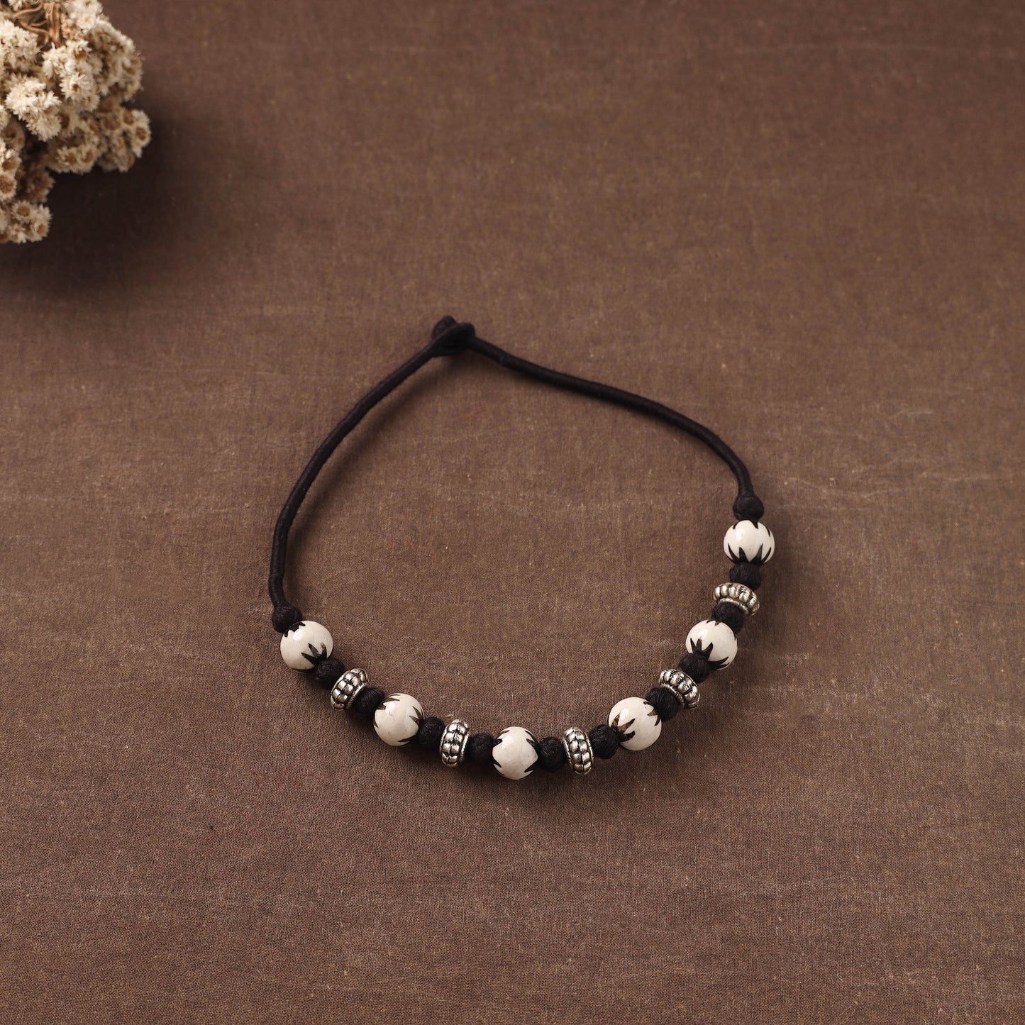 Patwa Threadwork Blue Pottery Beaded Necklace by Kailash Patwa 19