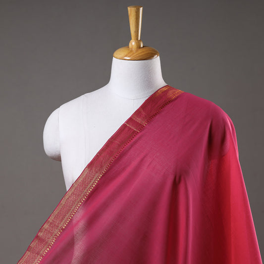 Pink - Original Mangalagiri Handloom Cotton Zari Border Fabric