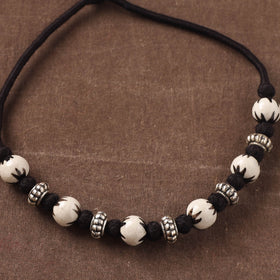 Patwa Threadwork Blue Pottery Beaded Necklace by Kailash Patwa 19