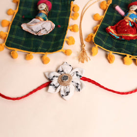  Handmade Fabric Flower Rakhi (Set of 2)