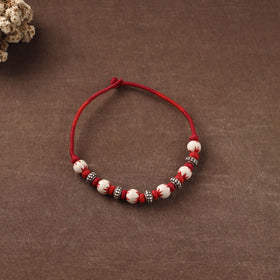 Patwa Threadwork Blue Pottery Beaded Necklace by Kailash Patwa 23