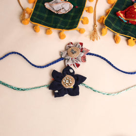  Handmade Fabric Flower Rakhi (Set of 2)