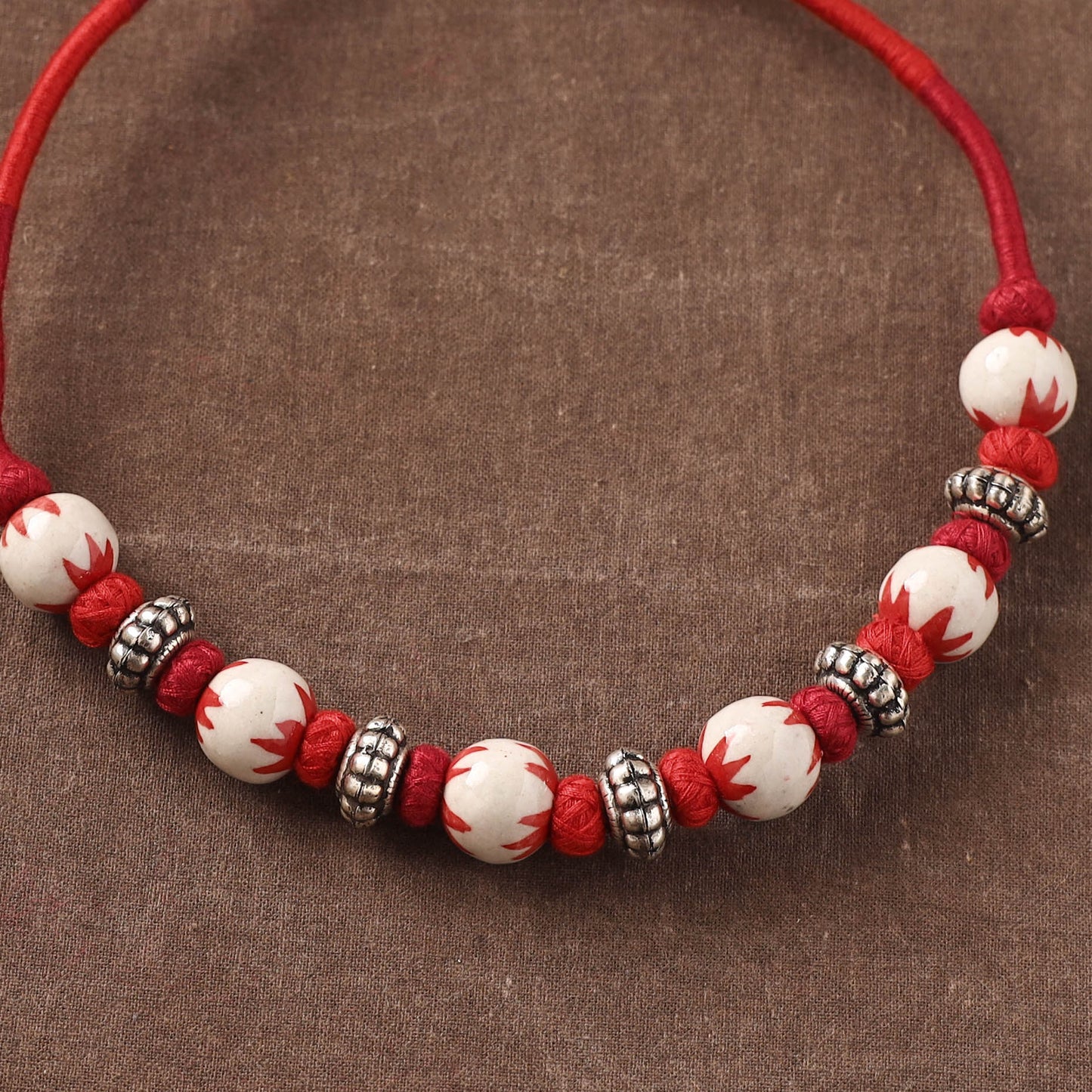 Patwa Threadwork Blue Pottery Beaded Necklace by Kailash Patwa 23