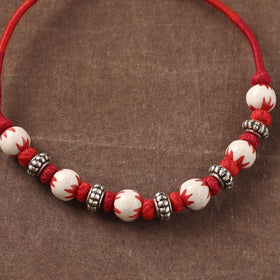 Patwa Threadwork Blue Pottery Beaded Necklace by Kailash Patwa 23