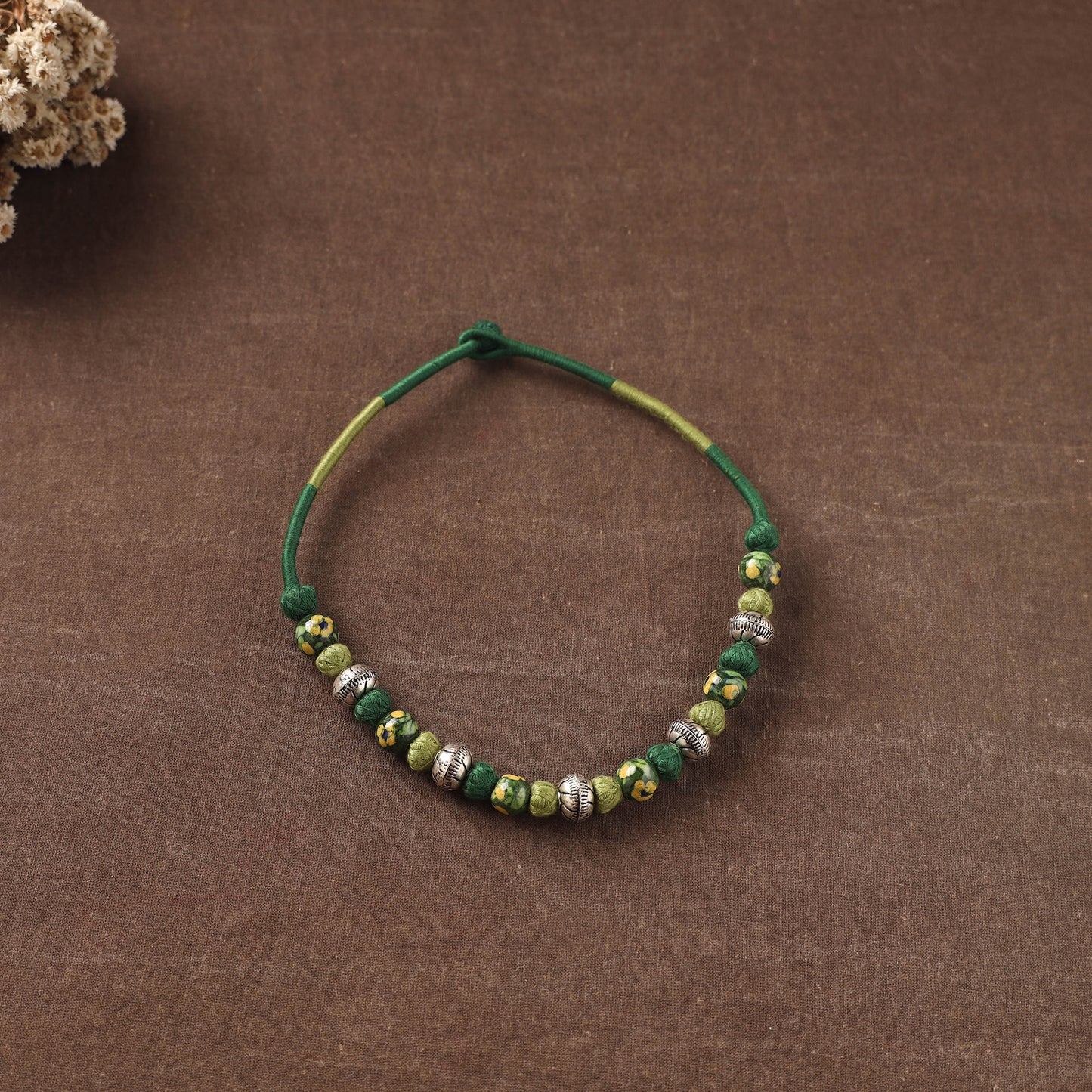 Patwa Threadwork Blue Pottery Beaded Necklace by Kailash Patwa 24