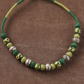 Patwa Threadwork Blue Pottery Beaded Necklace by Kailash Patwa 24