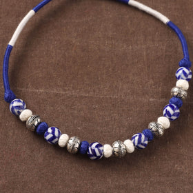 Patwa Threadwork Blue Pottery Beaded Necklace by Kailash Patwa 25