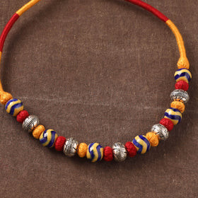 Patwa Threadwork Blue Pottery Beaded Necklace by Kailash Patwa 26