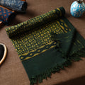 Green Akola Block Printed Pure Handloom Cotton Towel 