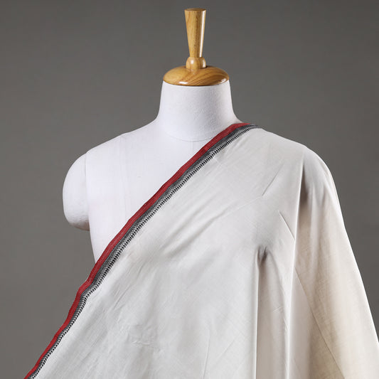 White - Original Mangalagiri Handloom Cotton Thread Border Fabric