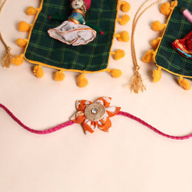  Handmade Fabric Flower Rakhi (Set of 2)